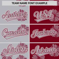 Light Gray Crimson Split Flower Graffiti Baseball Jersey 3