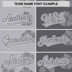 Light Gray Dark Gray Split Flower Graffiti Baseball Jersey 3