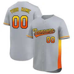 Light Gray Gold Orange Gradient Side Baseball Jersey 1