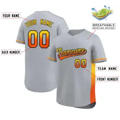 Light Gray Gold Orange Gradient Side Baseball Jersey 2