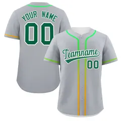 Light Gray Kelly Green Gradient Ribbed Baseball Jersey 1