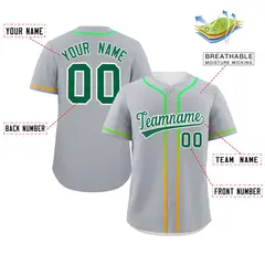 Light Gray Kelly Green Gradient Ribbed Baseball Jersey 2