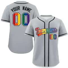 Light Gray LGBT Rainbow Pride Month Baseball Jersey