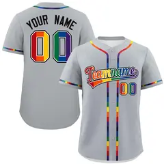 Light Gray LGBT Rainbow Pride Month Baseball Jersey 1