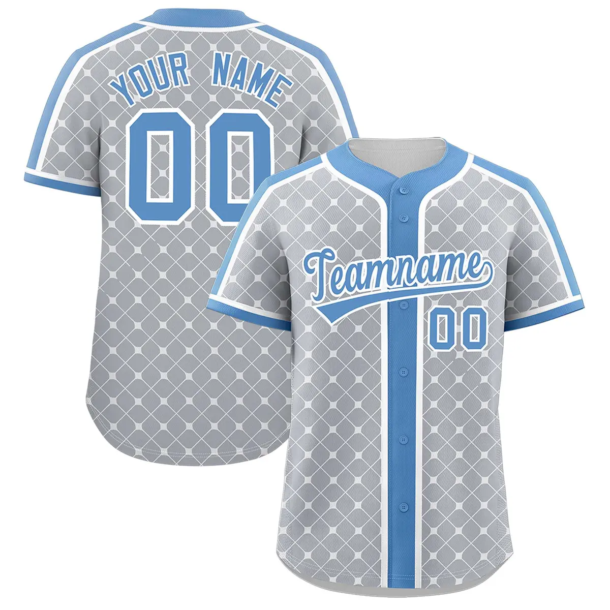 Light Gray Lt Blue-White Plaid Authentic Baseball Jersey
