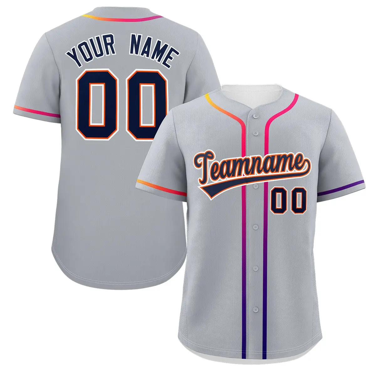Light Gray Navy Gradient Ribbed Authentic Baseball Jersey
