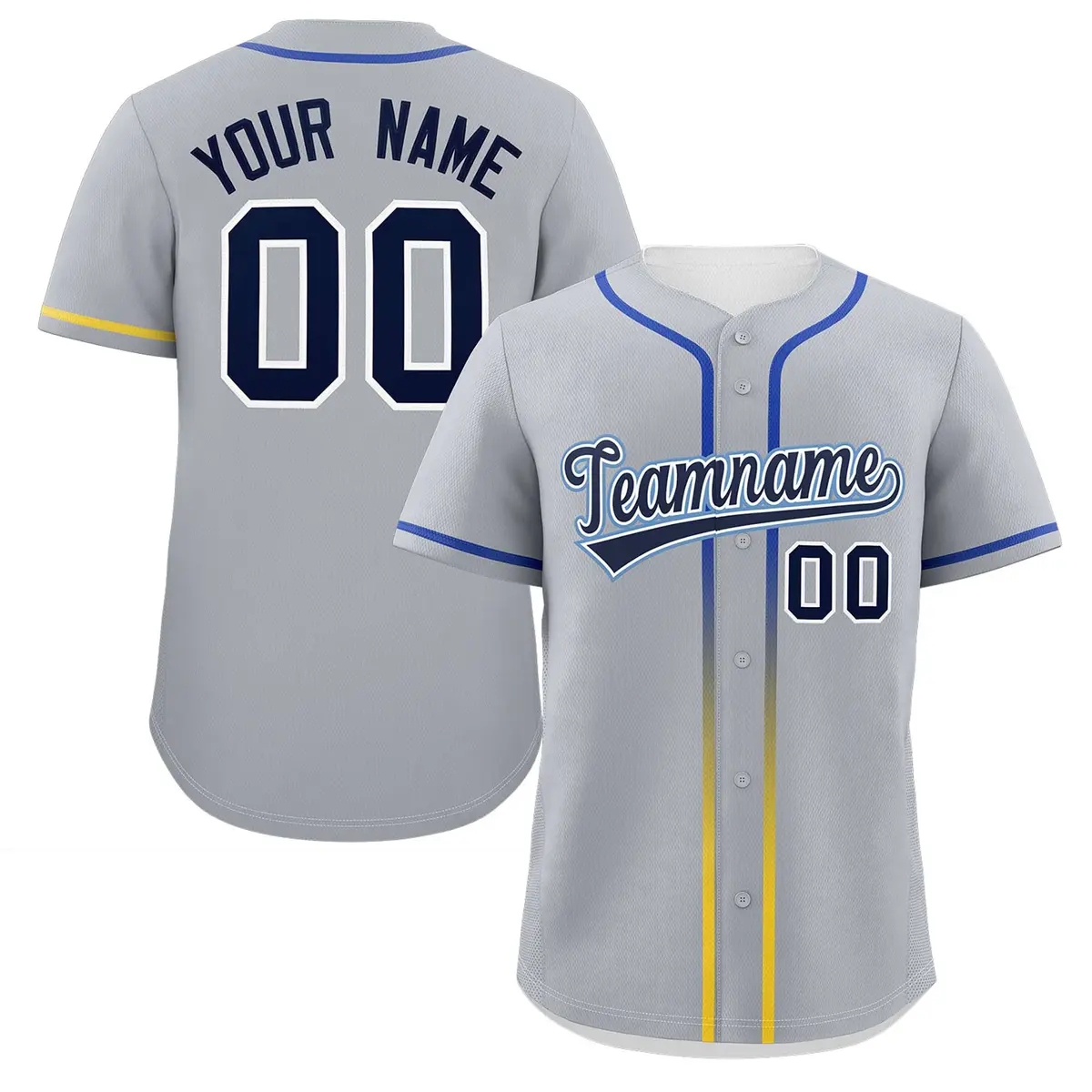 Light Gray Navy Gradient Ribbed Authentic Baseball Jersey