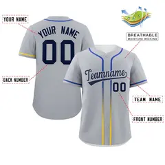 Light Gray Navy Gradient Ribbed Authentic Baseball Jersey 2