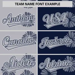 Light Gray Navy Split Flower Graffiti Baseball Jersey 3