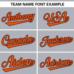 Light Gray Orange Gradient Ribbed Authentic Baseball Jersey 3