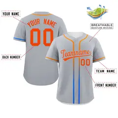 Light Gray Orange Gradient Ribbed Authentic Baseball Jersey 2
