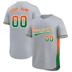 Light Gray Orange Kelly Green Gradient Side Baseball Jersey 1