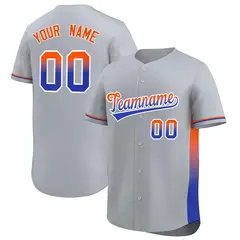 Light Gray Orange-Royal Gradient Side Baseball Jersey 1