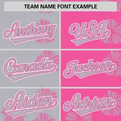 Light Gray Pink Split Flower Graffiti Baseball Jersey 3