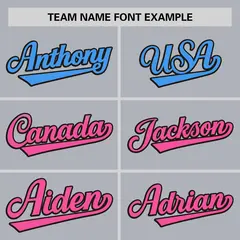 Light Gray Powder Blue-Pink Gradient Font Side Baseball Jersey 3