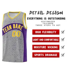 Light Gray Purple Dot Graffiti Irregular Pattern Basketball Jersey 2