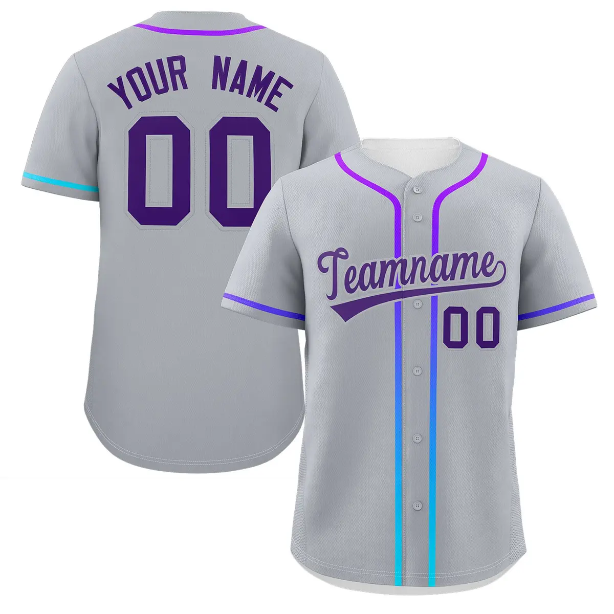 Light Gray Purple Gradient Ribbed Authentic Baseball Jersey