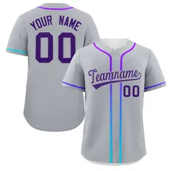 Light Gray Purple Gradient Ribbed Authentic Baseball Jersey 1