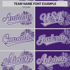 Light Gray Purple Split Flower Graffiti Baseball Jersey 3
