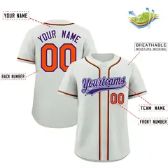 Light Gray Quick Dry Baseball Jersey 2