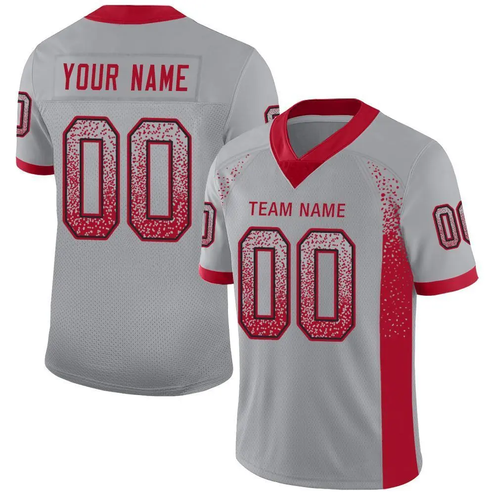 Light Gray Red-Black Drift Fashion Mesh Football Jersey