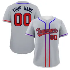 Light Gray Red Gradient Ribbed Authentic Baseball Jersey 1