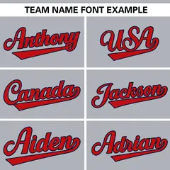 Light Gray Red Gradient Ribbed Authentic Baseball Jersey 3