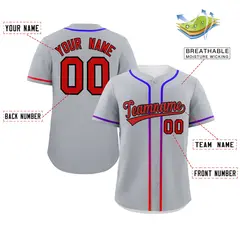 Light Gray Red Gradient Ribbed Authentic Baseball Jersey 2