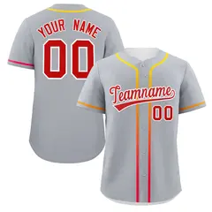 Light Gray Red Gradient Ribbed Authentic Baseball Jersey 1