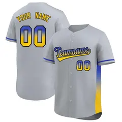 Light Gray Royal-Gold Gradient Font Side Baseball Jersey 1