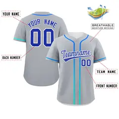 Light Gray Royal Gradient Ribbed Authentic Baseball Jersey 2