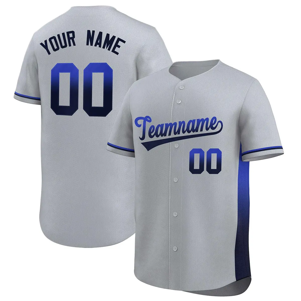 Light Gray Royal Navy Gradient Side Baseball Jersey