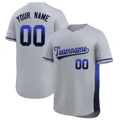 Light Gray Royal Navy Gradient Side Baseball Jersey 1