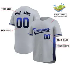 Light Gray Royal Navy Gradient Side Baseball Jersey 2