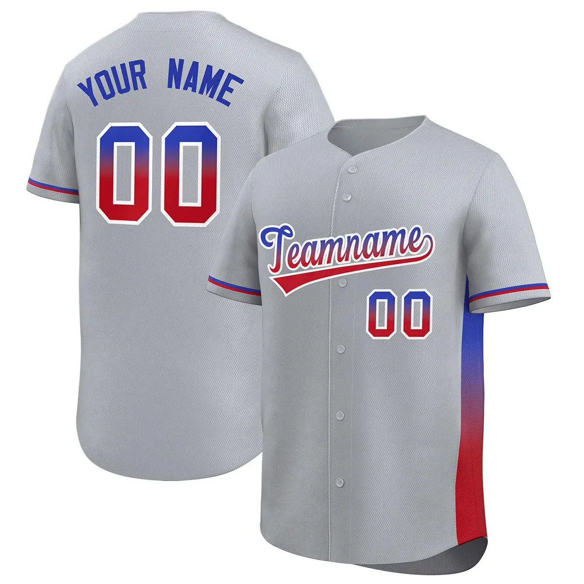 Light Gray Royal Red Gradient Side Authentic Baseball Jersey