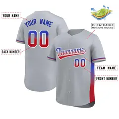 Light Gray Royal Red Gradient Side Authentic Baseball Jersey 2