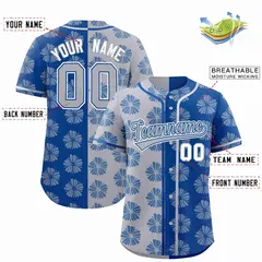Light Gray Royal Split Flower Graffiti Baseball Jersey 2