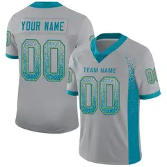 Light Gray Teal-Old Gold Drift Fashion Mesh Football Jersey 1