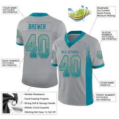 Light Gray Teal-Old Gold Drift Fashion Mesh Football Jersey 2