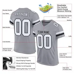 Light Gray White-Black Mesh Football Jersey 2