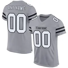 Light Gray White-Black Mesh Football Jersey 1