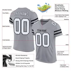 Light Gray White-Black Mesh Football Jersey 2