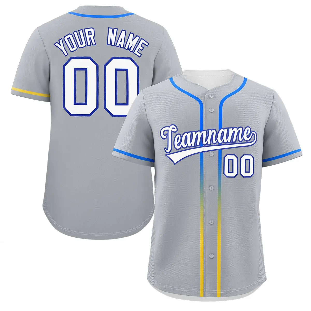 Light Gray White Gradient Ribbed Authentic Baseball Jersey