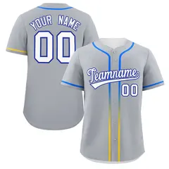 Light Gray White Gradient Ribbed Authentic Baseball Jersey 1