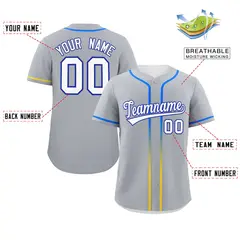 Light Gray White Gradient Ribbed Authentic Baseball Jersey 2
