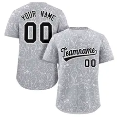 Light Gray White Graffiti Line Art Authentic Baseball Jersey