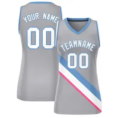 Women's Light Gray White-Light Blue Thick Slash Mesh Basketball Jersey 1