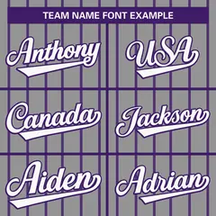 Light Gray White-Purple Stripe Full Button Baseball Jersey 3
