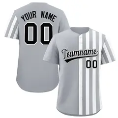 Light Gray White Thick Stripe Authentic Baseball Jersey