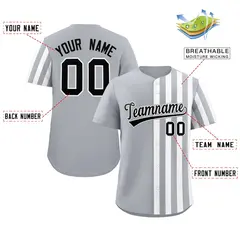 Light Gray White Thick Stripe Authentic Baseball Jersey 2